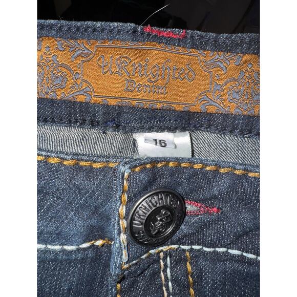 Women's Uknighted Jeans Heavy Stichting Wide Leg Boot Cut Flare Size 16 - Picture 2 of 7